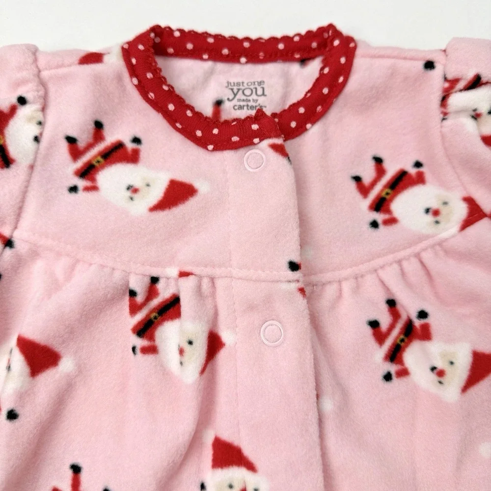 New Carters Fleece Christmas Blanket Sleeper PJs Footie Pajama Girl 3M 1 Piece